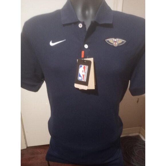 New Orleans Pelicans Nike NBA Medium M Dri-Fit Polo Shirt Men's Navy Blue New - Picture 1 of 12